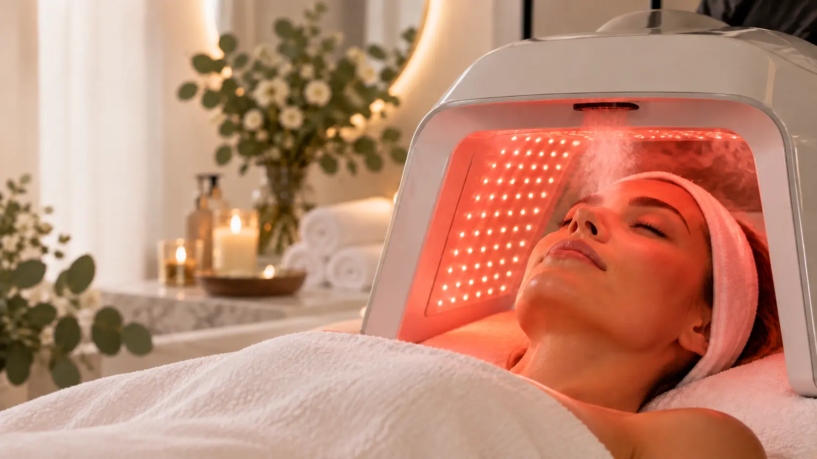 A relaxing LED light therapy treatment
