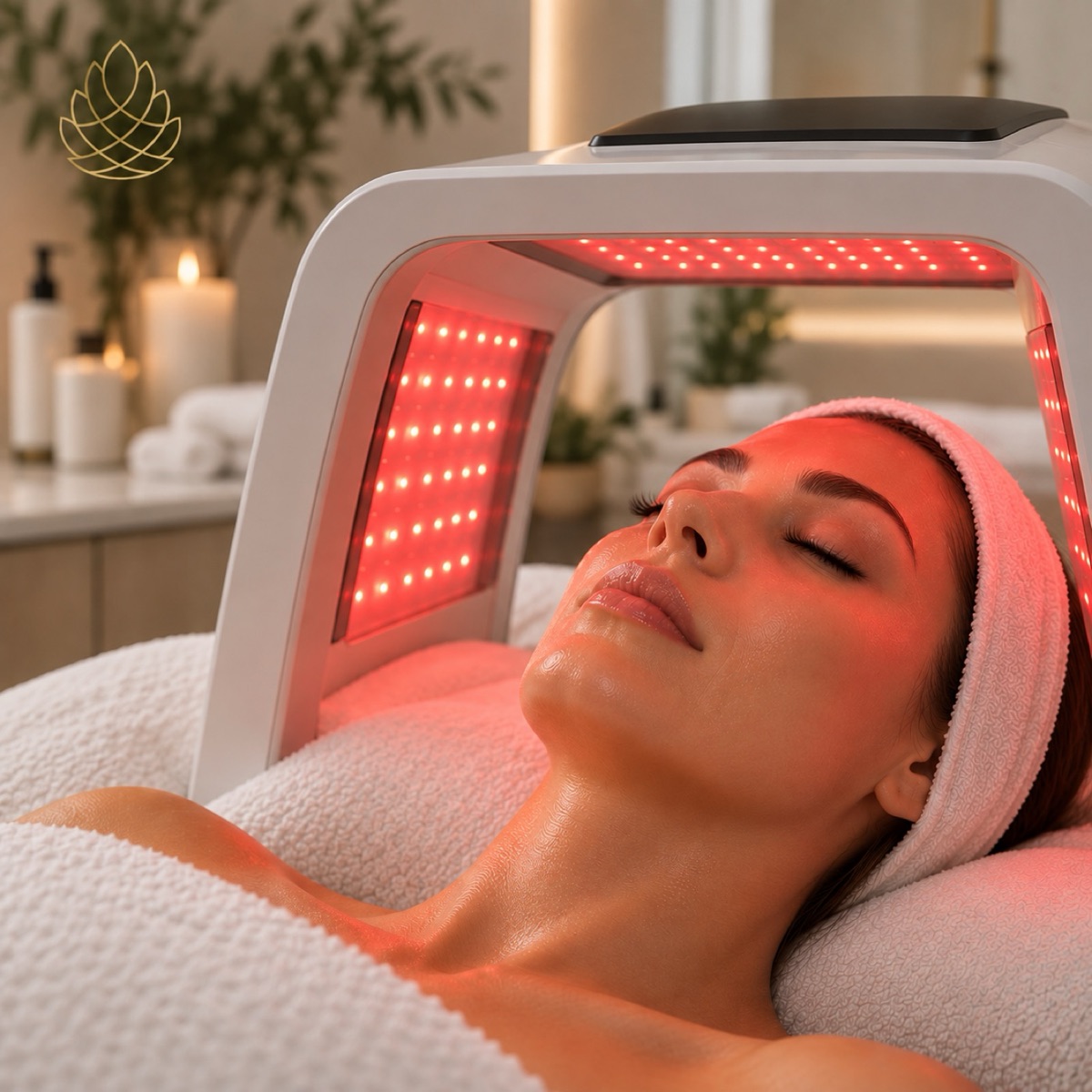 LED light therapy used during a facial treatment